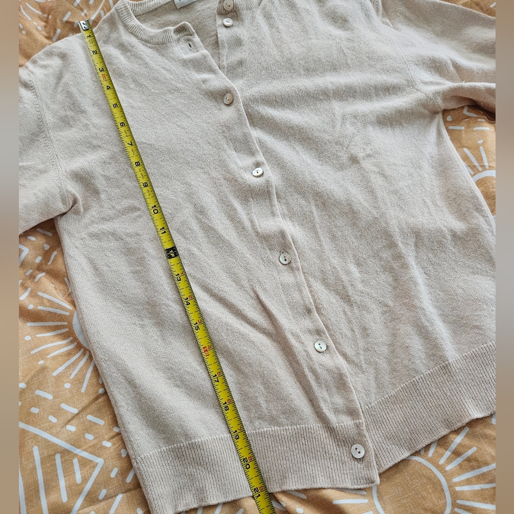 TSE Beige Crewneck Button-Front Cashmere Cardigan - Picture 8 of 8